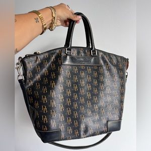 Authentic Dooney & Bourke 1975 Signature Monogram Leather Tote Bag